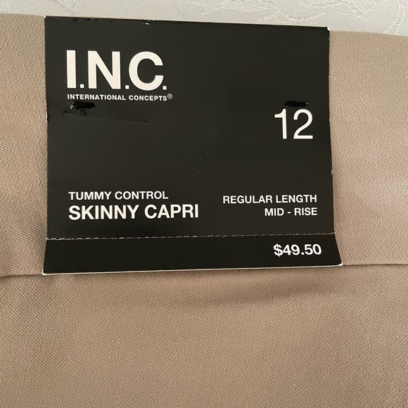 INC women’s Tommy control, skinny Capri tan mid rise size 12 Capri . Stretch - Picture 3 of 5